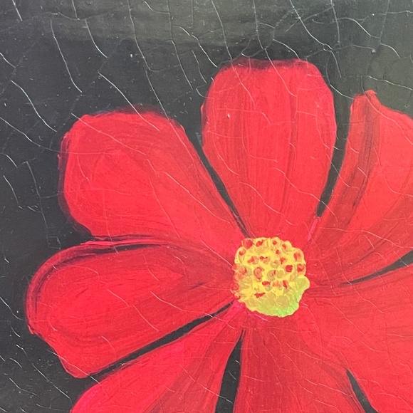 PRICE DROP! Dramatic hand painted red flowers 11 x 14" stretch canvas - Set of 2 - Picture 7 of 16